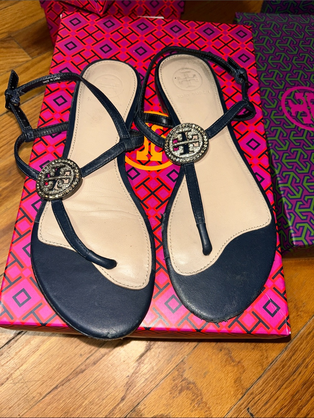 Used Tory Burch Liana flat sandal/ Nappa leather